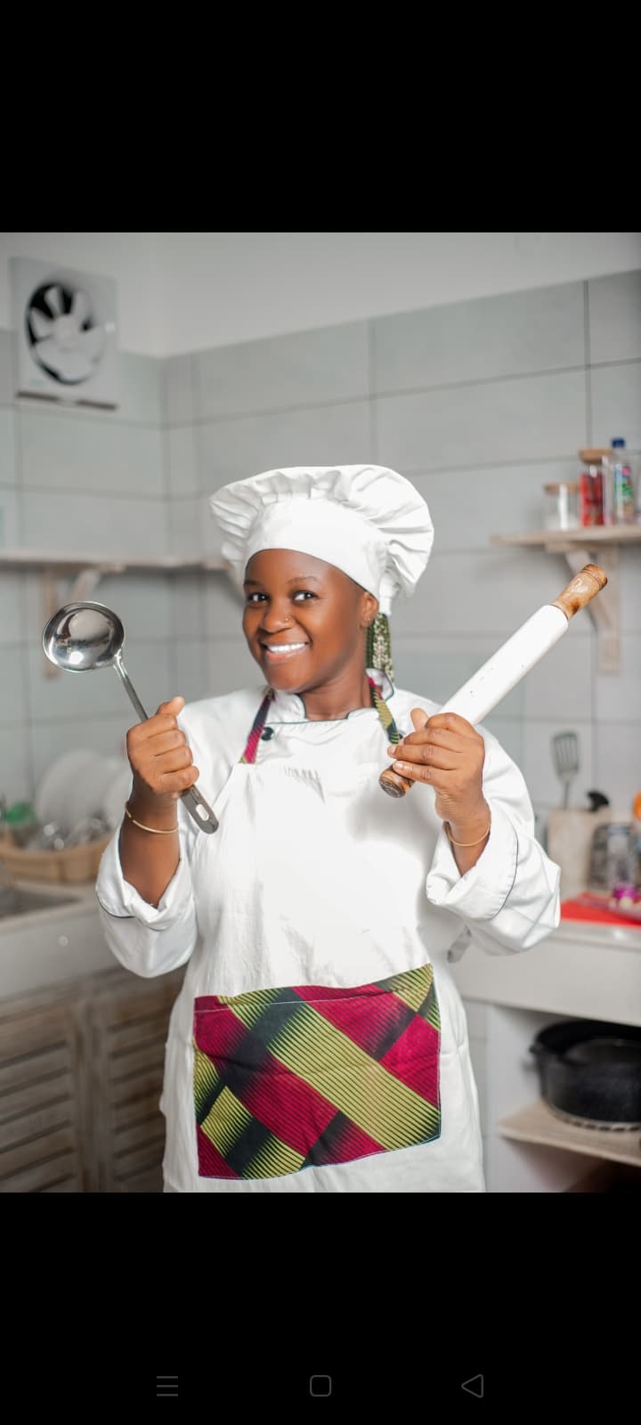 Chef Angie with cooking utensils